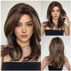 BERON Blonde Brown Long Wigs Women Girls Curly Wavy Hair Wig Heat Resistant Synthetic Natural Looking Wig