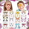 Animal Face Tattoos Stickers for Kids Temporary Fake Paint Tattoos 12 Sheets, Water Transfer Birthday Party Supplies Festival Favors Makeup Skin Decor for Girl Boy