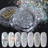 Holographic Nail Art Sequins Glitter Kits, KISSBUTY 8 Boxes Holographic Nails Powder Nail Art Sequins Metallic Shining Flakes Silver Nail Glitter Set for Nails Art Decoration Holographic Manicure
