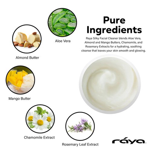 Raya Silky Cleanser (R-114) Daily Hydrating Facewash | Chamomile & Seaweed Extract Facial Cleanser for Dry Skin | Oil-Free, Clear & Smooth Skin Complexion | Light, Foamy Refining Facial Cleaner