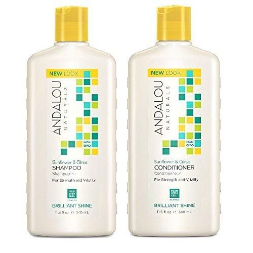 Andalou Naturals Sunflower & Citrus Brilliant Shine Shampoo and Conditioner Bundle, 100% Sulfate Free and Color Safe, 11.5 fl oz each