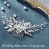 Latious Pearl Bride Wedding Hair Comb Silver Crystal Bridal Hair Pieces Leaf Hair Clip Hair Accessories for Women and Girls (A-Silver)