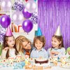 49pcs Purple Silver Birthday Decorations Party Supplies Set, Purple Balloons, Fringed Curtain and Silver 16inch Happy Brthday Banner for Birthday Party