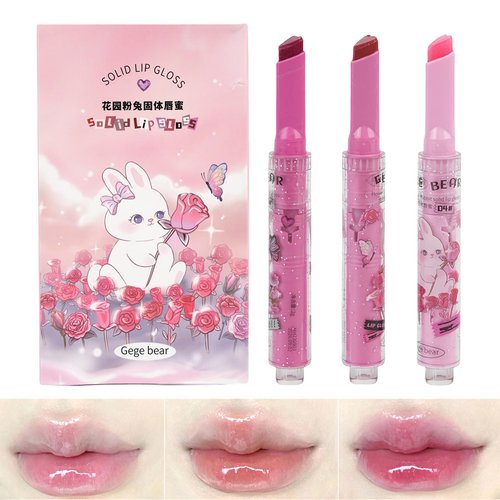 3 Colors Cute Jelly Lipstick Gift Box Set, Glossy Hydrating Lipstick, Watery Tinted Lip Balm, Shimmer Nourishing Lip Cream Set, Creative Heart Shape Lipstick Paste