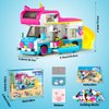 CUBIMANA 3-in-1 Cat Car Building Set, Girls Camper Van Building Block Sets, Ice Cream Truck City Bus Building Toys with Slide and Stickers, Gifts for Kids Girls Boys Age 6 7 8 9 10 11 12+ (494PCS)