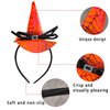 Ecuupas Orange Witch Hat Headband Spider Web Hairband Halloween Party Birthday Hair Decoration for Women Girls Kids Lace Bow Cap Hair Hoop Headdress Head Accessories Head Wear Gifts