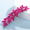 Teyglen Women's Dainty Rhinestone Hair Comb - Luxurious Shiny Bridal Side Comb for Brides and Girls (Rose Red)