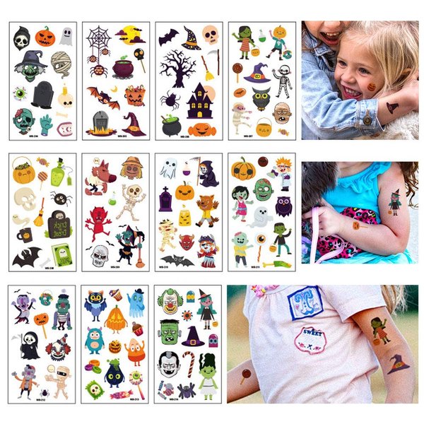 346 PCS Halloween Temporary Tattoos - CupaPlay - Pumpkin/Bats/Witch/Monster/Trick or Treat - Party Goodie Bag Stuffers Favors(33 Sheets)