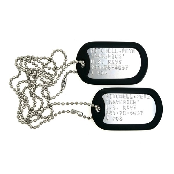 MAVERICK Top Gun Stainless Steel Military Dog Tag Set Halloween Costume Prop