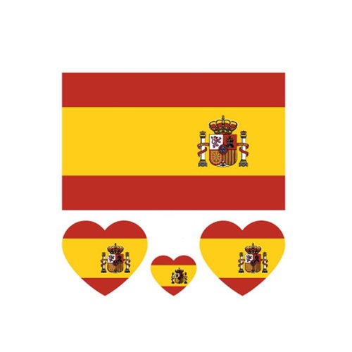 ZPDNURZL 10 Sheets Spain Flag Tattoos Stickers 40 Pcs Waterproof Sweat Sports National Flag Removable Fake Tattoos