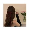 Bows Velvet Ribbon Hair Clips and Barrettes Set - Long French Bowknot Clips, Ponytail Slides, Head Accessories for Women, Girls (3pcs)