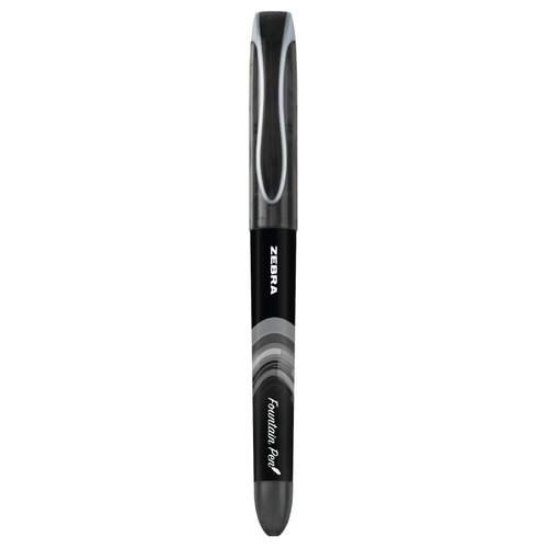 Zebra Pen Fountain Pen, Stainless Steel Nib, Fine Point, 0.6mm, Black Ink, Disposable, 12-Pack
