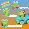 Nueplay Remote Control Car for Toddler Age 2 3 4 5, Electric RC Car Toys with Light & Music, Toddler Dinosaur Toys, Dino Race Car Vehicles, Dinosaur Figures Truck, Birthday Gift for Boys & Girls Green