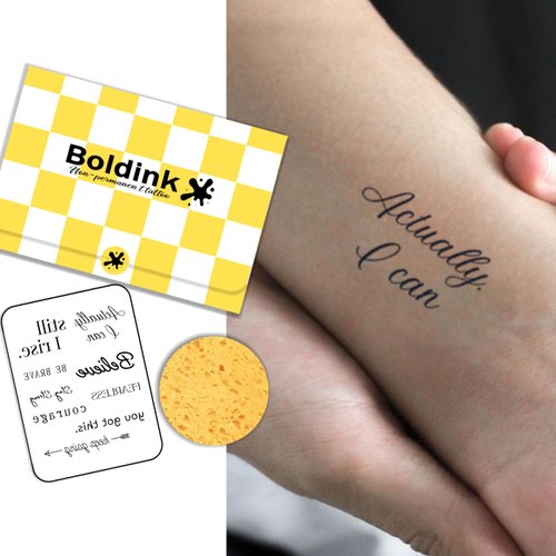 Boldink Temporary Tattoos, semi permanent tattoos, 15-day long lasting tattoo sticker, waterproof and anti-reflective, unique design（English words）