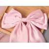 Furling Pompoms Pink Hair Bows for Women Girls, 2pcs Big Bow Hair Clips, Hair Ribbon Bows, Oversized Long Tail Hair Bow Barrettes Clamp,Hair Accessories Wedding Prom Birthday Gifts