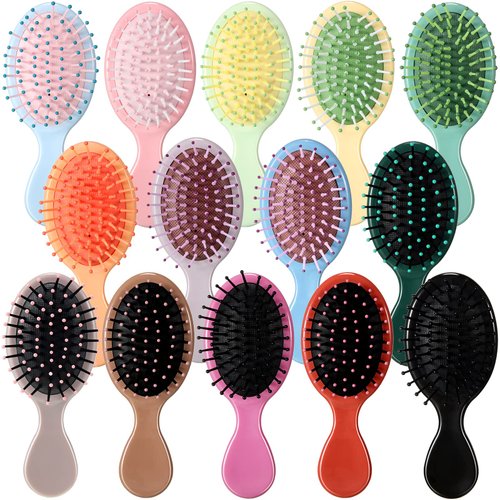 Sawysine 14 Pack Mini Wet Dry Hair Brush Christmas Small Toddler Girls Detangling Brush Set Trave...