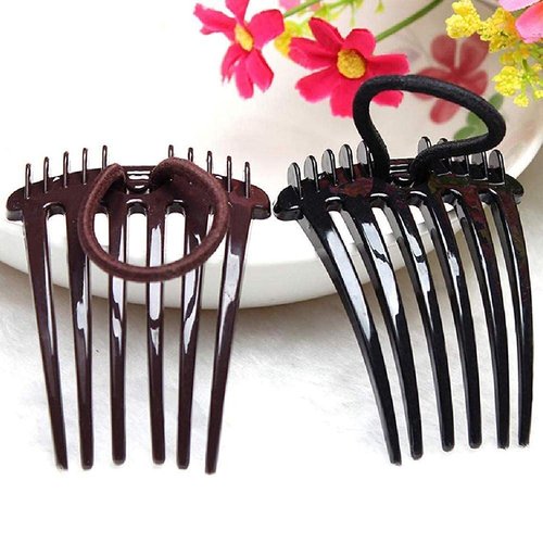 Ponytail Bump it UP Volume Inserts Lightweight Hair Styling Tool with Elastic Band, Create Full Bodied Hair in Seconds for Any Occasions (Coffee + black)