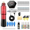 Tattoo Kit,Wormhole Complete Tattoo Pen Kit Rotary Tattoo Gun for Beginners Tattoo Power Supply Tattoo Ink Tattoo Cartridge Needles TK203