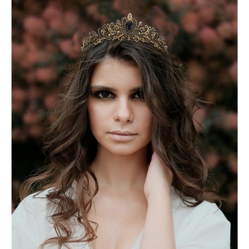 YISSION Black Crown and Tiara Gothic Tiaras Halloween Queen Crowns for Women Girls Birthday Tiara Princess Crown Bridal Hair Accessories for Halloween Wedding Prom Party Cosplay