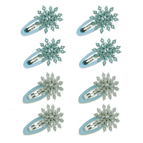 4pcs Christmas Snowflake Hair Clips Glitter Alligator Barrettes Hairpins Princess Hair Accessorie...