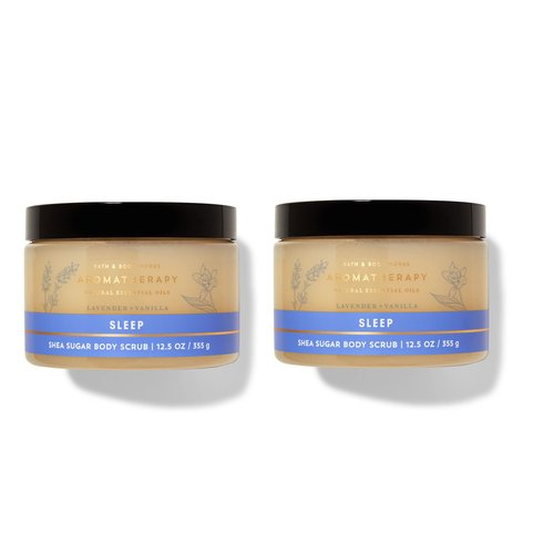 Bath & Body Works Aromatherapy SLEEP LAVENDER + VANILLA Shea Sugar Body Scrub - Lot of 2 - Full Size