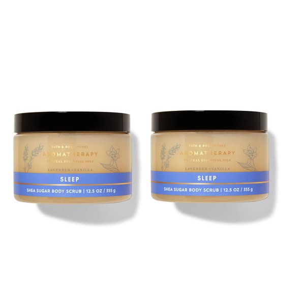 Bath & Body Works Aromatherapy SLEEP LAVENDER + VANILLA Shea Sugar Body Scrub - Lot of 2 - Full Size