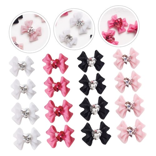Beavorty 40pcs Bow Nail Decoration Pink Accessories Resin Jewelry Dark Pink Bow Tie 3D Bow Nail Art Ribbon Bowknot Ornament Manicure DIY Charms Nail Art Jewelry Bow Charms Nail Art Supplies
