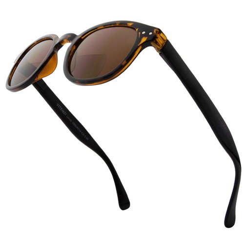 VITENZI Bifocal Sunglasses for Men and Women Round Reading Sun Tinted Glasses with Readers - Lucca in Tortoise 2.50