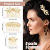 Amaxiu 5 Pcs Metal Leaf Hair Side Combs, Gold Silver Rhinestone Hair Comb French Twist Flower Hair Comb Clips with Teeth Fancy Side Combs Wedding Bridal Jewelry Hair Clips for Women Girls