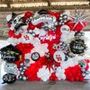 139Pcs Red and Black Balloon Arch Garland Kit for Graduation Party Decorations,Red Black White Silver Confetti Explosion Star Balloons for Class of 2024 Congrats Grad Celebrations Birthday Supplies
