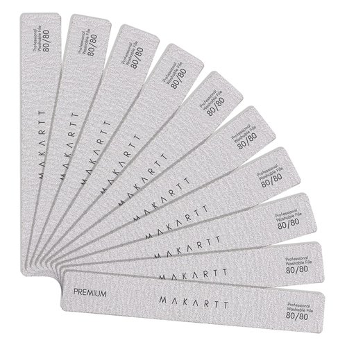 Makartt Nail File: 80 80 Grit Emery Boards for Nails, 10pcs Nail Files for Acrylic Nails, Professional Washable Doubled Sides Nail File Kit, Coarse Fingernail Files for Beauty