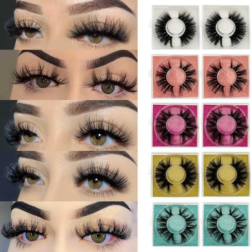 Mink Lashes Bulk Ninglash 10 Pack False Eyelashes, 20-22MM Real Mink EyeLashes, Thick HandMade Full Strip Lashes, Crueltyl Free Lash, 5D Mink Lashes Wholesale