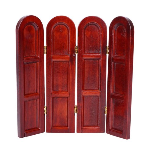 EXCEART 1: 12 Dollhouse Furniture Miniature Wooden Screen Mini Room Divider Panel Door Model Desktop Ornament for Home Furniture Decor