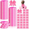 Retrowavy 60 Pcs Breast Cancer Awareness Cheer Hair Bows and Bracelets 30 Pink Cheer Hair Bows for Girls Women Cheerleading Hair Elastic Bands 30 Pink Ribbon Breast Cancer Silicone Rubber Wristbands