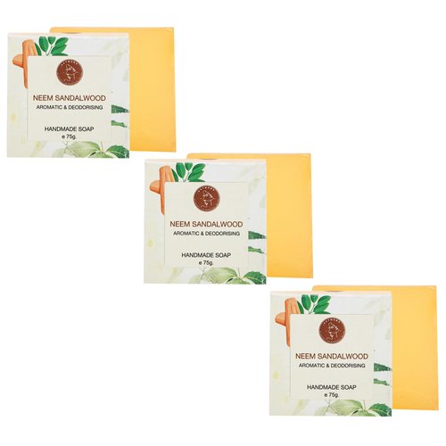 AATMANA Neem Sandalwood Handmade Natural Bar Soap for Men & Women, Moisturizing Body & Face Soap, 7.9 Oz Soap Bars (3 Soap Set)