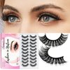 SONAFEEL False Eyelashes Russian Strip Lashes D Curl Wispy Mink Lashes 18mm 10Pairs Curly Lashes Natural Look Like Extensions Reusable Pestaas Postizas