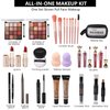 Makeup Kit All-in-one Makeup Gift Set for Women Full Kit,including travel makeup bag, makeup brush set, eyeshadow palette, lip gloss, foundation, highlighter, mascara, eyeliner, eyebrow pencil(BLACK)