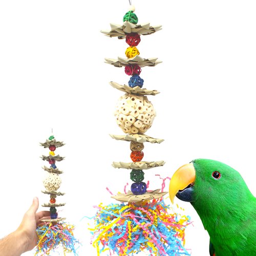Bonka Bird Toys 3612 Sola Tower Vine Palm Sola Shred Paper Natural Hanging Beak Feet Parrot Cage Toy Conure Quaker Caique and Similar Breeds
