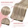 Fshine Sew in Genius Weft Real Human Hair Extensions for Women Highlight Genius Weft Hair Extensions Ash Blonde Highlight with Platinum Blonde Human Hair 16Inch 50g