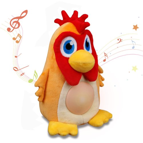 TOYMAKER La Granja de Zenon Bartolito Light Up Stuffed Animal Plush Baby Soother Chicken Spanish Toys 6 to 12 Months Crib Soother with Music and Lights for Birthday