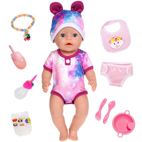 ebuddy Baby Doll Clothes and Accessories Cute Mouse Bodysuits Doll Feeding Set Fit for 43 cm New Born Baby Dolls 14-16-17 Inch Baby Dolls 15 inch Dolls