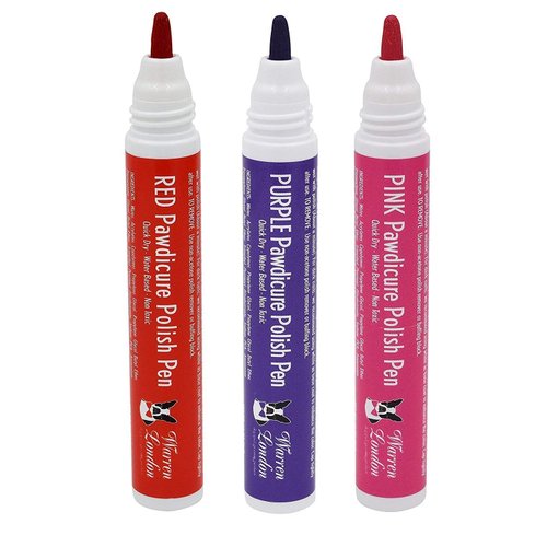 Warren London Pawdicure Dog Nail Polish Pens | Quick Dry, Low Odor, Non-Toxic Dog Accessories | Ideal for Dog Birthday, Dog Costume | Made in USA | 13 Colors | Pink Purp Red