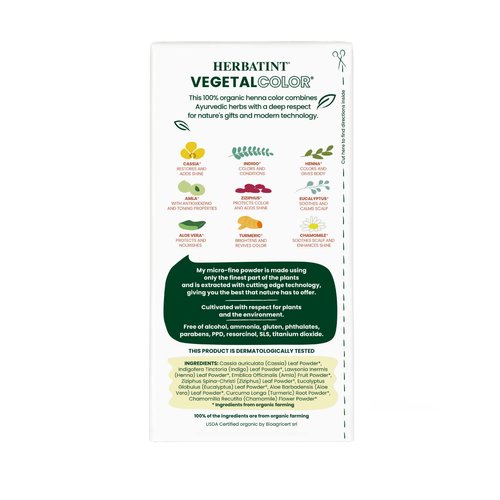 Herbatint Henna Color Organic Hair Dye & Care - Plant-Based Henna Powder & Herbal Formula - Vegan - Warm Chestnut - 3.5oz