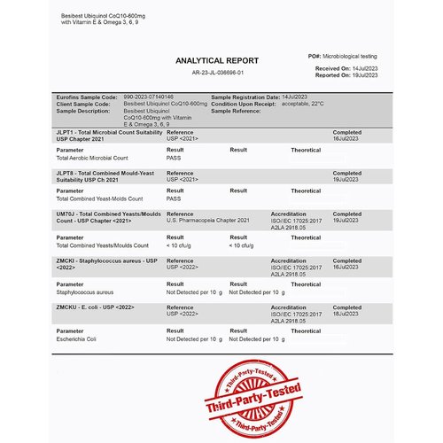 Ubiquinol CoQ10-600mg-Softgel, Active Coq10 Ubiquinol Supplement with Vitamin E & Omega 3, 6, 9, High Absorption-Coenzyme-Q10, Powerful Antioxidant for Energy Production, Tested, 120 Count