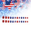 24 Pcs Independence Day Press on Nails Short Star False Nails 4th of July Glue on Nails American Flag Glossy Designs Fake Nails Red Natural Full Cover Stick on Nails for Patriotic Woman Manicure Decor