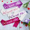 LXYXUUN Sweet 16 Sash Pink, Silver Foil Birthday Sash for 16th Funny Birthday Party Decorations, Girl Sweet 16 Bday Sash Gift Ideas