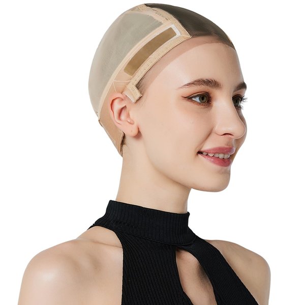 Xiushumyi Wig Cap Lace Wig Grip Cap for Keeping Wigs in Place Wig Cap with Grip Band Make Your Wigs Glue Free Non-Slip Wig Cap with Built-in Adjustable Velvet (Nude, M)