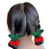 Leadigol Cute Hair Tie with Cherry for Girls, Korean Fashion Hair Rope Red Cherry Headdress Elastic Rubber Band Hair Rope Princess Hair Accessories for Women Girls Ponytail Holder
