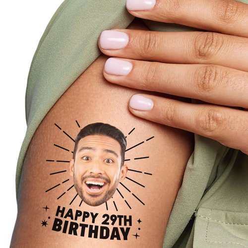 Big Dot of Happiness Custom Photo Adult Happy Birthday - Birthday Party Favors - Fun Face Temporary Tattoos - Set of 12