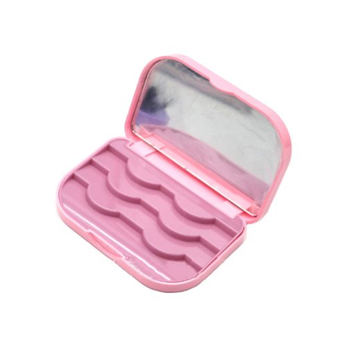 1 Piece 3-Tier Empty Eyelashes Storage Box with Makeup Mirror Plastic Eyelashe Case Lash Storage Case Eyelash Holder Organizer False Eyelash Case Storage Eyelashes Box, Pink